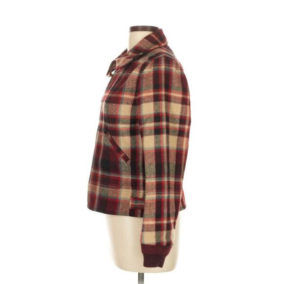 Polo Ralph Lauren Women’s Wool Jacket Bomber Plaid Coat 10 $498 Red Black Zip Up - Picture 8 of 9